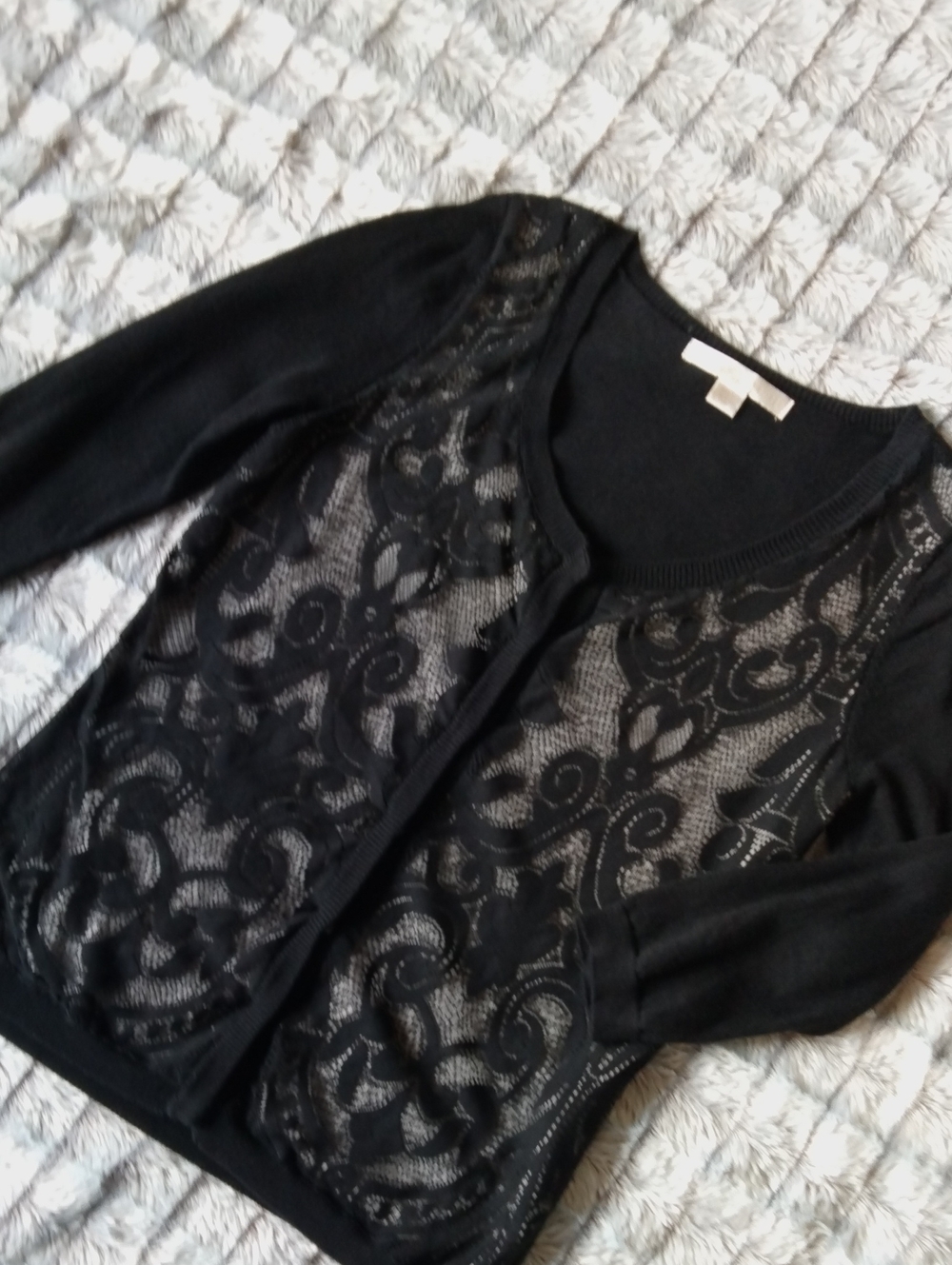 Boston Proper Black Knit Top with Branded Neck Label
